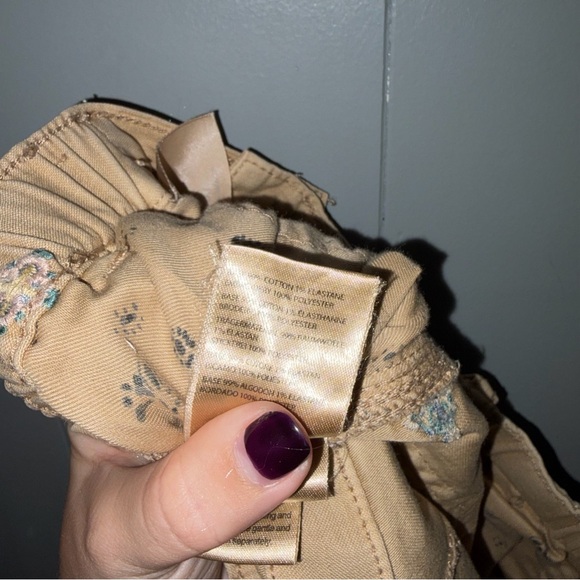 Anthropologie Pilcro Tan Embroidered High Waist Roamer Pant 25 Petite - Picture 9 of 10